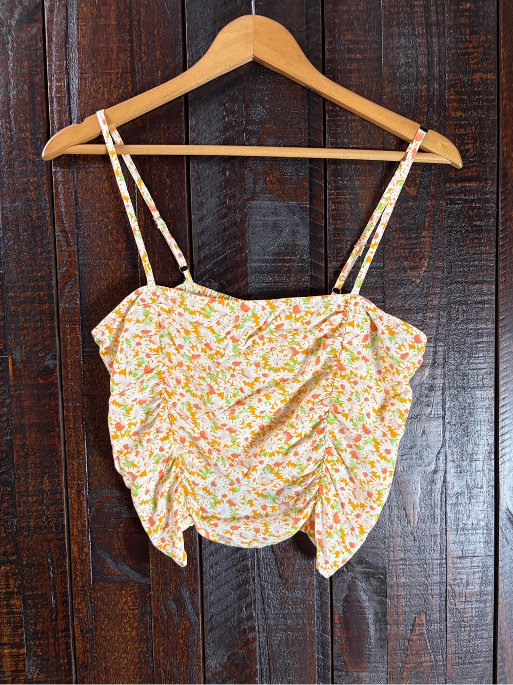bp. Floral Ruched Spaghetti Strap Crop Top - Small
